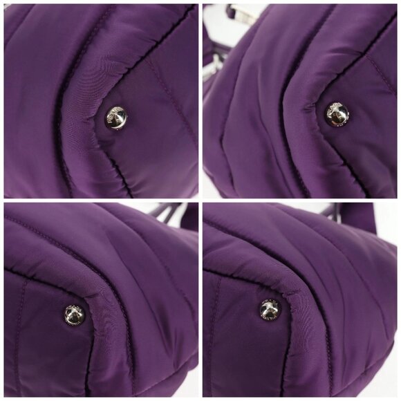PRADA Hand Bag Nylon 2way Purple Gold Auth 138073M - Picture 14 of 16